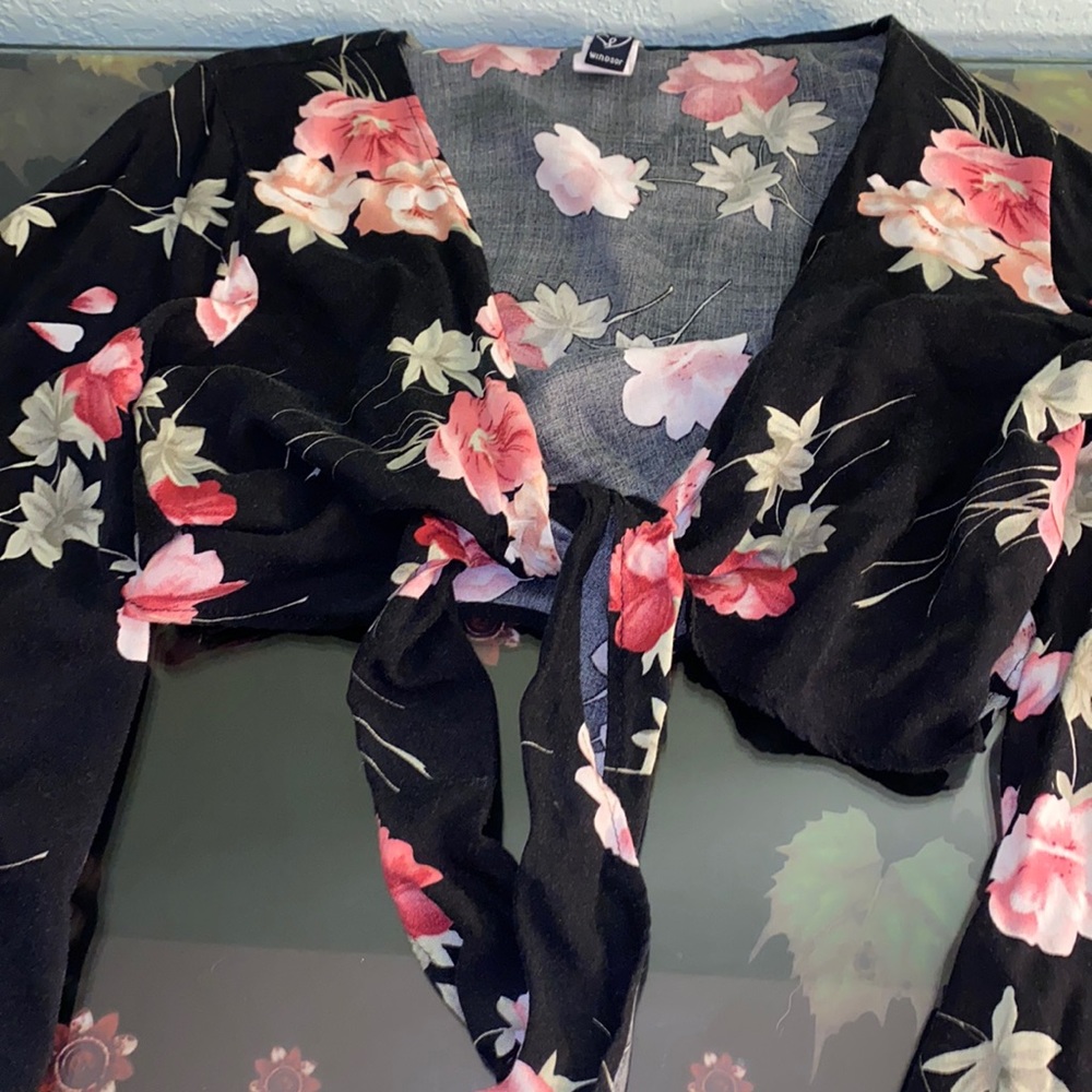 Floral kimono crop top